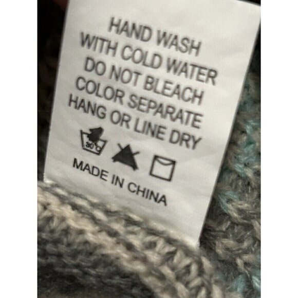 Dreamers Open Front Cardigan Sweater Women’s Medium/ Large Tribal Print Aqua - Picture 5 of 5